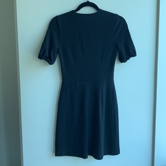 Madewell Cross-Front Button Dress (Black) - Picture 7 of 7